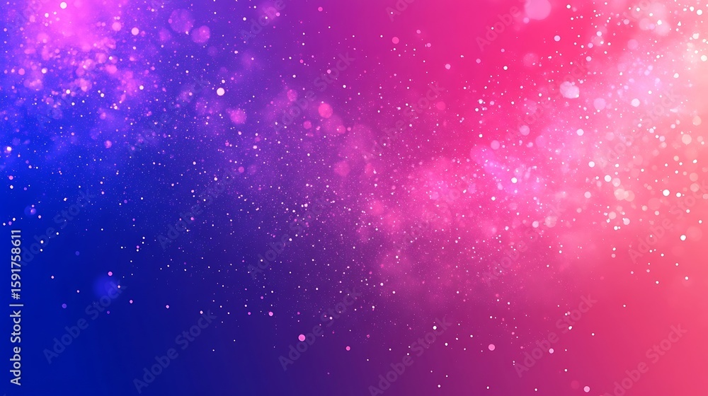 Poster abstract glittering particle background with pink and blue gradient color overlay