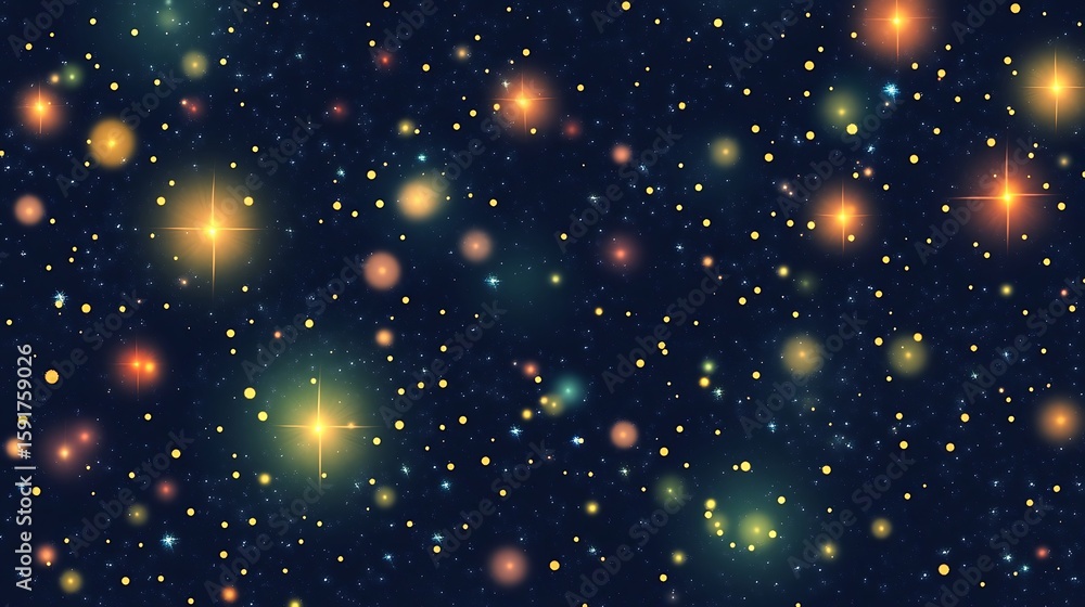 Poster exploring cosmic wonders deep space background with stars and planets
