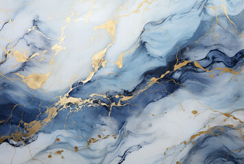 Fototapeta premium Marble Pattern Blue and Gold Luxury Background for Interior Design