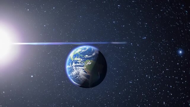 Planet earth exploding after meteorite impact