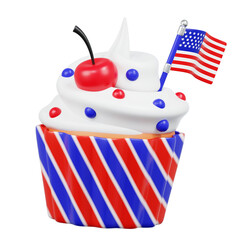 American Flag Cupcake with Cherry