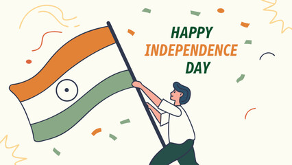 Person with flag vector graphic for holiday celebrations and patriotic events