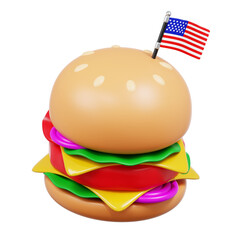 Delicious Hamburger with American Flag