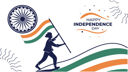 Silhouette person carrying flag graphic design