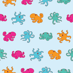 Vector Octopus Seamless Pattern Background for Print Fabric Surface Fashion Wrapping