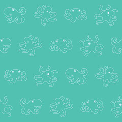 Outline Vector Octopus Seamless Pattern Background for Print Fabric Surface Fashion Wrapping
