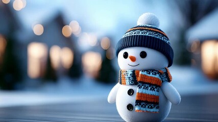 Cute snowman in winter wonderland - Powered by Adobe