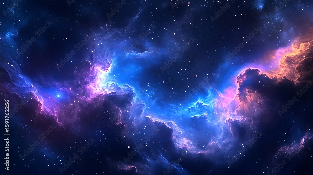 Poster exploring a stunning nebula in deep space with cosmic dust clouds
