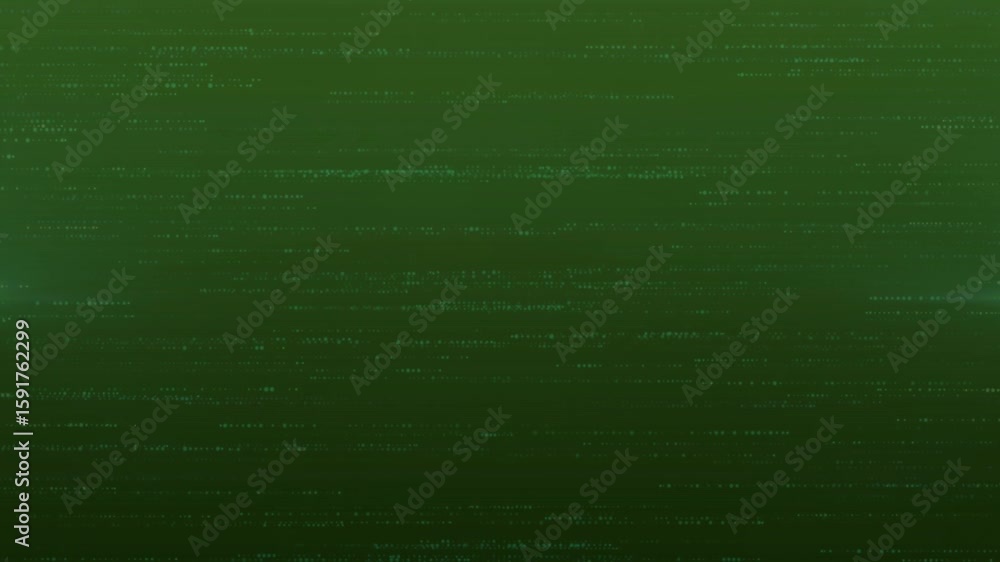 Poster after loading screen displaying solid green background with faint noise lines staying static