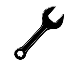 Wrench with star-shaped socket in black sketch style facing left - mechanical repair tool for construction and engineering design