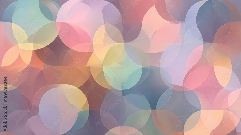 Aufkleber soft, pastel circles overlap creating a bokeh-like, dreamy abstract background