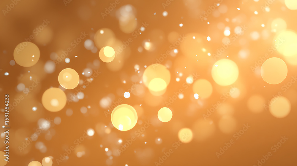 Poster a beautiful abstract background featuring golden bokeh lights that create a warm and inviting atmosp