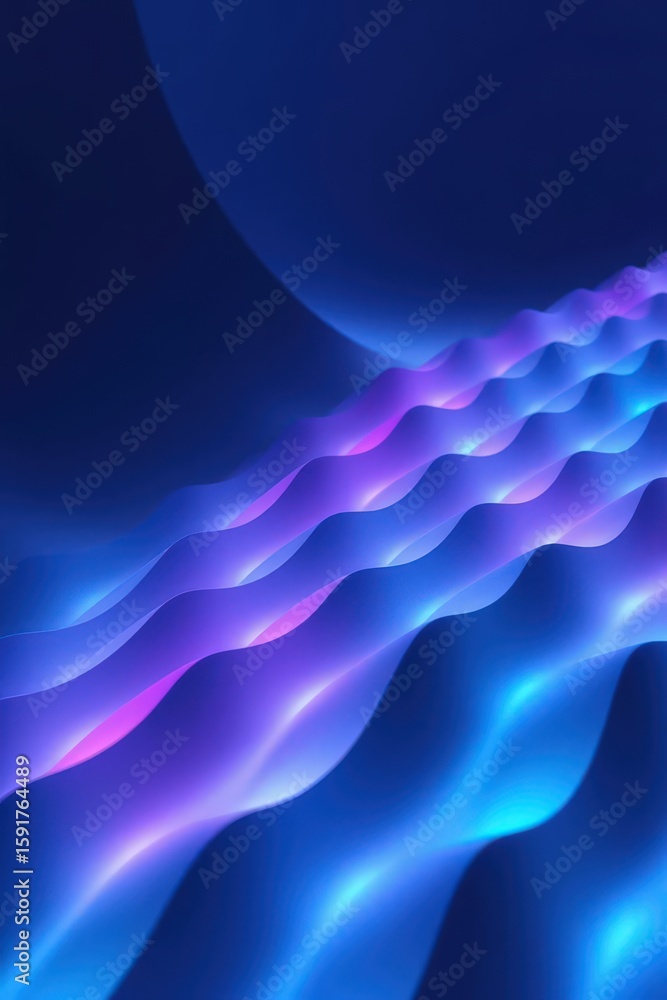 Aufkleber colorful wave patterns create a mesmerizing visual experience in a digital landscape at nighttime