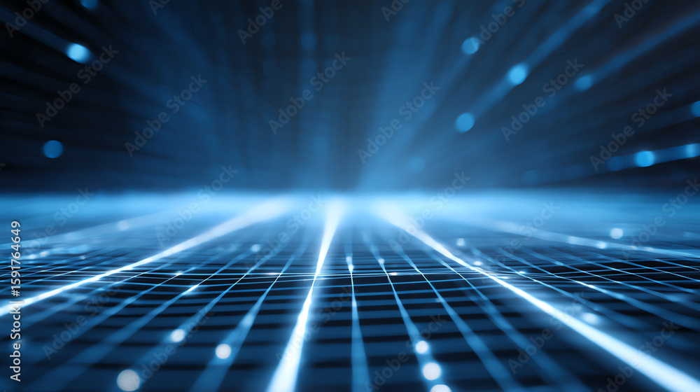 Aufkleber a captivating representation of futuristic gridlines with glowing blue light beams, creating a sense