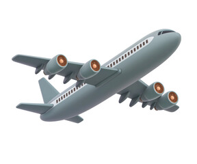 Fototapeta premium Modern Airplane Flying Above with Clear Sky Background