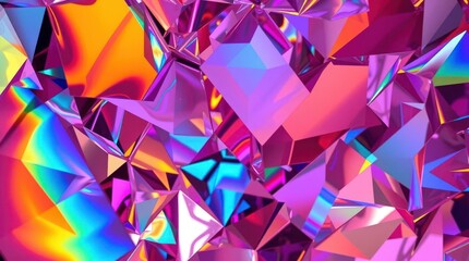 Abstract colorful crystals reflecting light in a vibrant, geometric arrangement