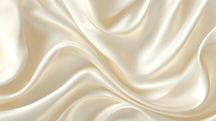Obraz premium Creamy, off-white silk fabric elegantly draped with soft, flowing curves and lustrous sheen, creating a luxurious and smooth texture