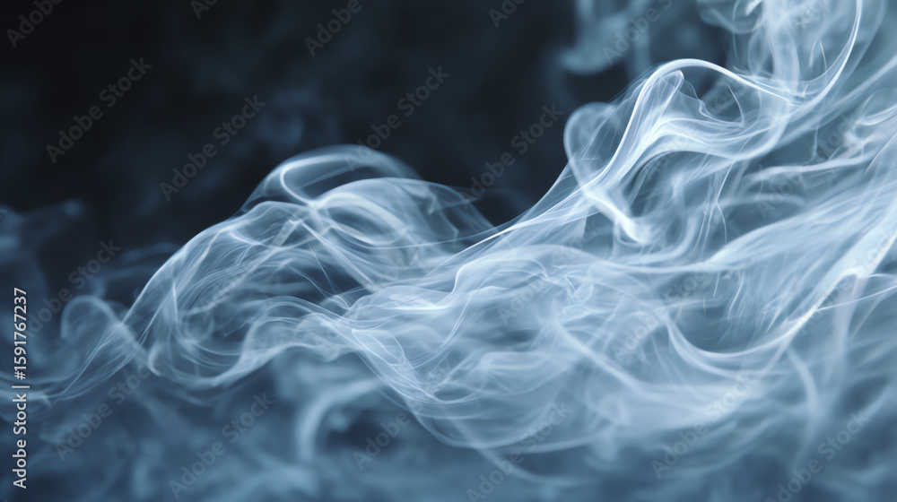 Poster a mesmerizing swirl of delicate smoke patterns creating an ethereal and calming atmosphere, perfect 
