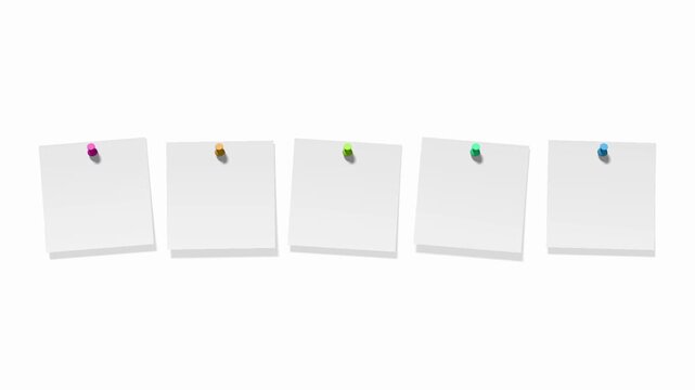 f&uuml;nf schaukelnde Notizzettel