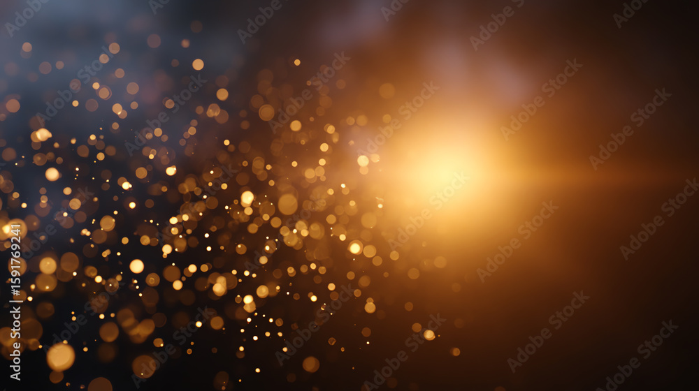 Poster a stunning background featuring shimmering golden particles with a soft glow, ideal for creating a m