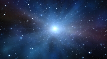 A stunning depiction of a bright star surrounded by cosmic dust and distant galaxies, showcasing the vastness of the universe.