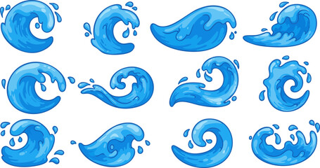 Fototapeta premium Abstract blue background with seamless water drops and floral wave patterns