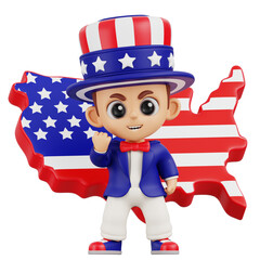 Patriotic Toddler in Uncle Sam Outfit
