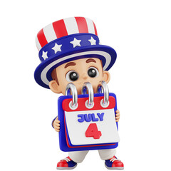 3D Illustration character Uncle Sam Calendar