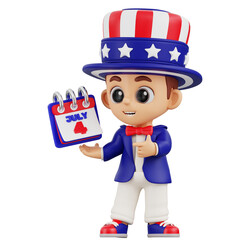 Child Uncle Sam Holding Calendar