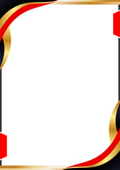 Elegant Red, Black, and Gold Wavy Certificate Frame