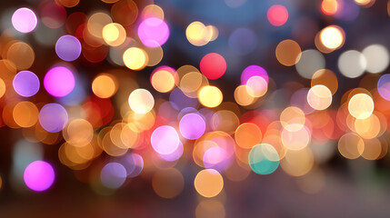 Fototapeta premium A vibrant array of colorful bokeh lights, creating a whimsical and enchanting atmosphere perfect for festive celebrations.