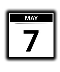 Fototapeta premium Black and white color May month calendar date 7