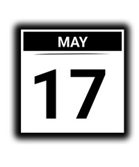 Black and white color May month calendar date 17