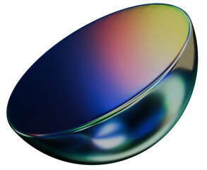 Hemi sphere 3D Iridescent Chrome Metallic Abstract Shape