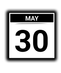 Black and white color May month calendar date 30