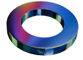 Ring 3D Iridescent Chrome Metallic Abstract Shape