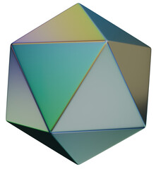 Polygon 3D Iridescent Chrome Metallic Abstract Shape