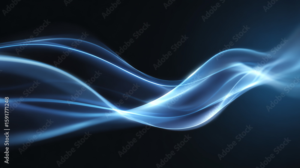 Poster abstract blue wave patterns create a sense of motion and fluidity, perfect for backgrounds or tech-r