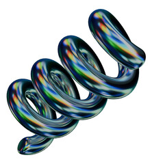 Spiral 3D Iridescent Chrome Metallic Abstract Shape