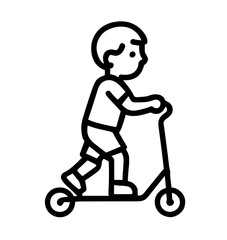 Boy riding a scooter in a playful and cheerful manner  