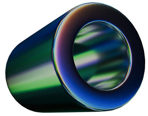 Tube 3D Iridescent Chrome Metallic Abstract Shape