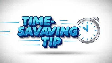 Time-saving tip graphic featuring a stopwatch, emphasizing efficiency and productivity