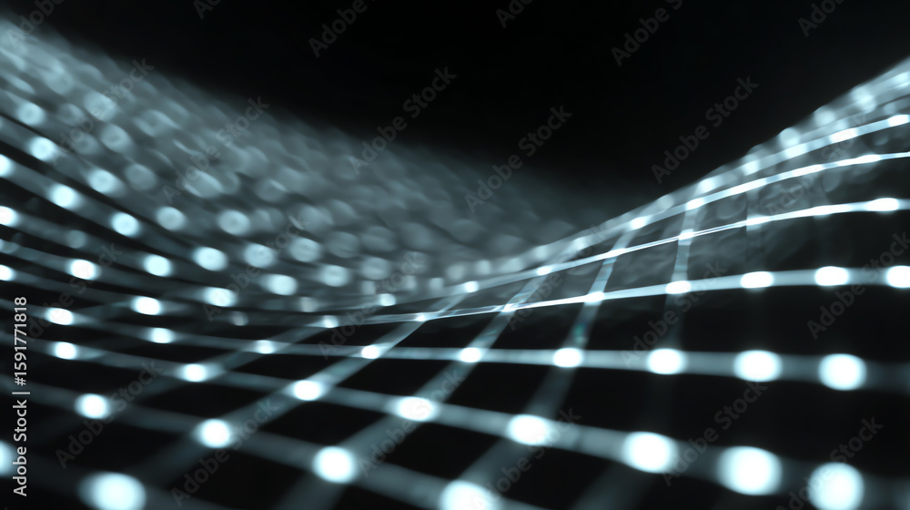 Aufkleber Abstract technological background with glowing lines and dots creating a network or grid effect for futuristic themes.