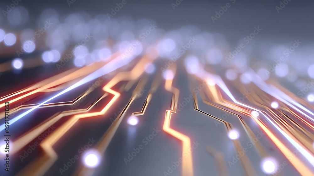 Poster abstract technology background with glowing circuit patterns, illustrating innovation and digital co