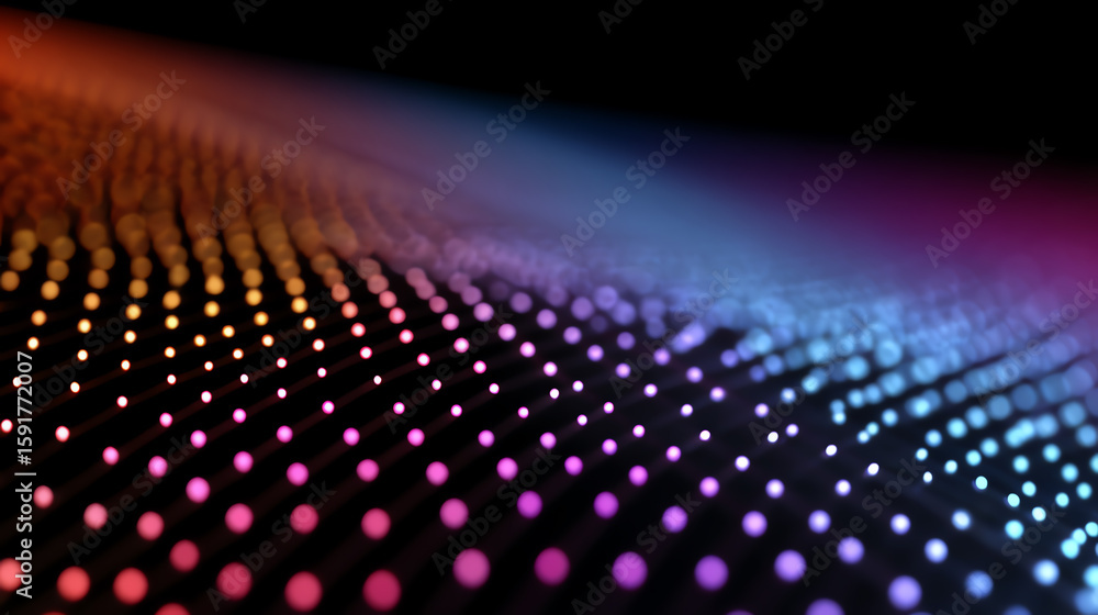 Aufkleber an abstract digital landscape featuring vibrant dots and gradients, creating a sense of motion and e