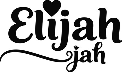 Fototapeta premium Elegant Elijah name design features a heart and stylish calligraphy, perfect for personalized gifts and crafts using transparent background.
