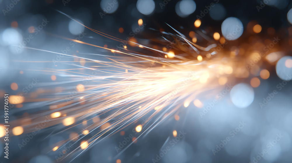 Poster dynamic sparks and light effects create an abstract visual featuring shimmering particles for a vibr