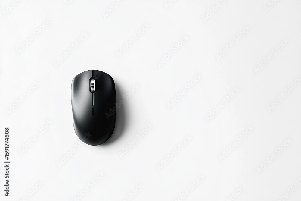 Fototapete wireless mouse on white surface with network pattern background, minimalistic tech design, generativ