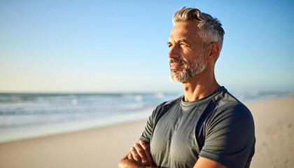 Man on beach, thoughtful