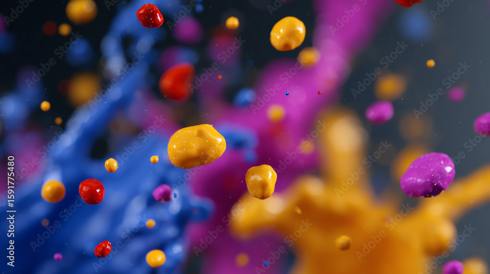 Poster vibrant splashes of color blend and swirl, creating an abstract masterpiece that evokes creativity a